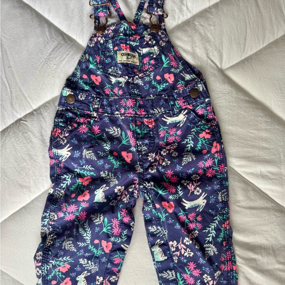 OshKosh B'gosh Kids Overalls - Navy and Pink Floral